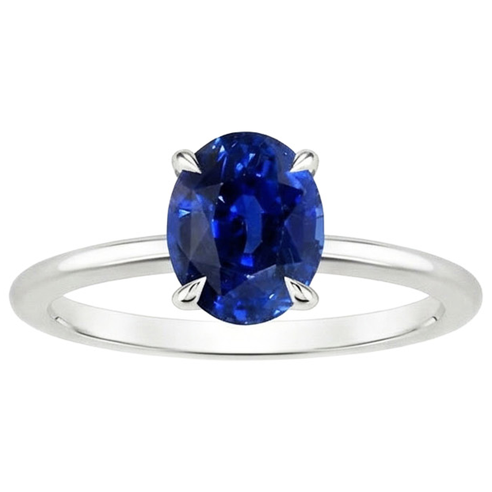 Edelstein Ceylon Saphir Verlobungsring Oval Cut 2 Karat Krappenset