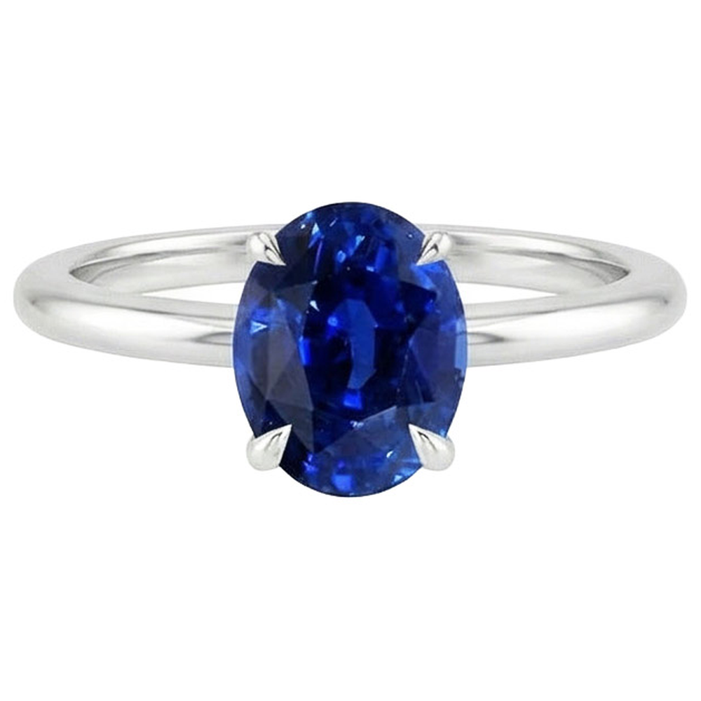 Edelstein Ceylon Saphir Verlobungsring Oval Cut 2 Karat Krappenset