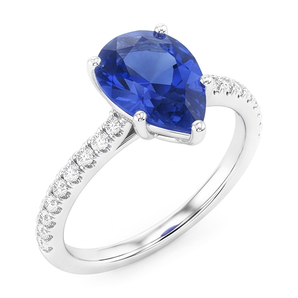 Edelstein-Ehering Blauer Saphir & Pavé-Set Natürlicher Diamant ( nicht im Labor gezüchtet )en 3 Karat