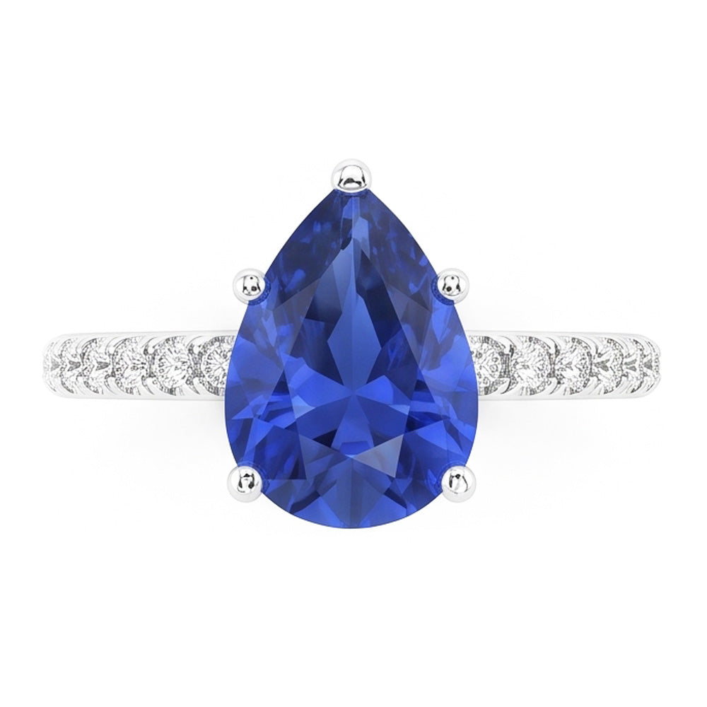 Edelstein-Ehering Blauer Saphir & Pavé-Set Natürlicher Diamant ( nicht im Labor gezüchtet )en 3 Karat