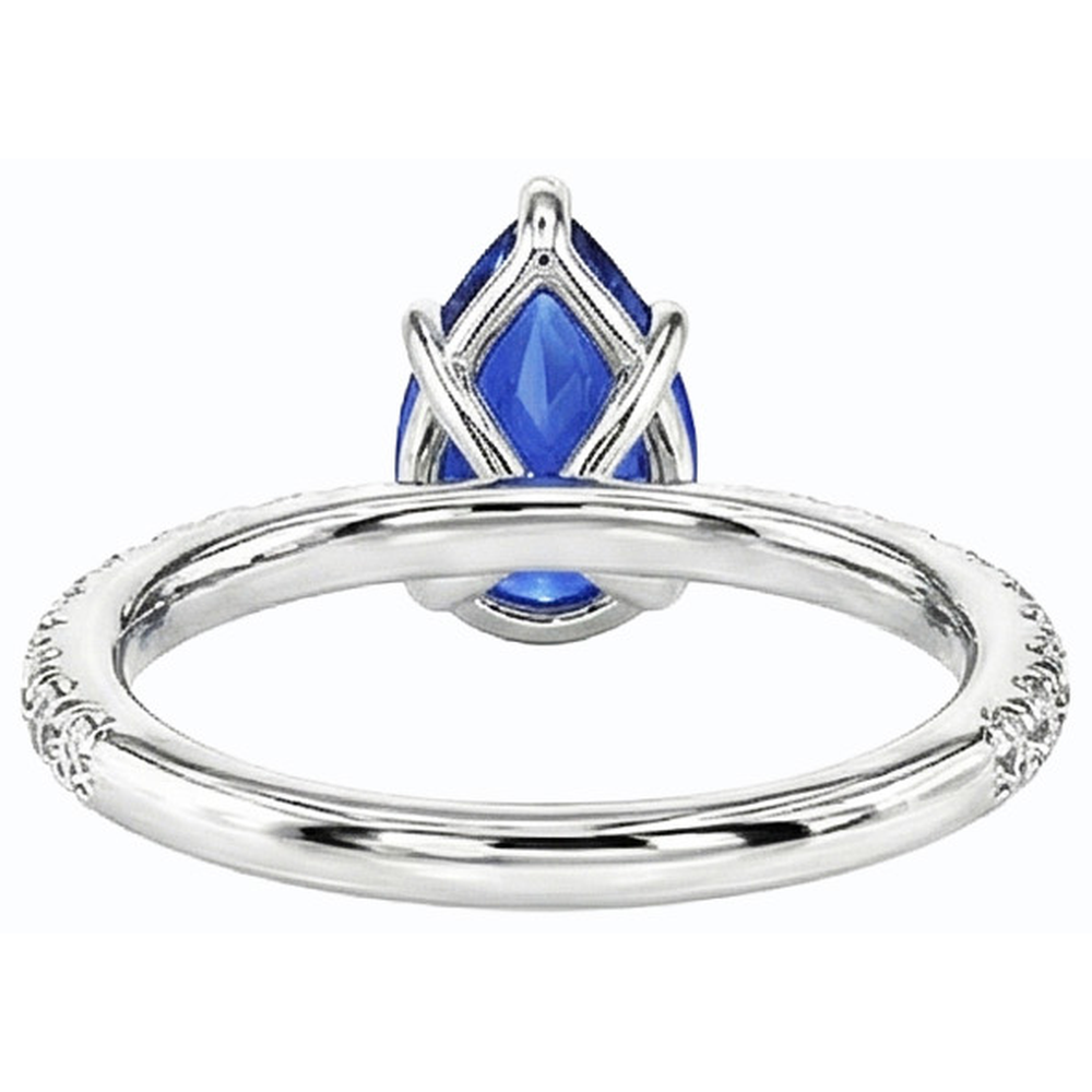 Edelstein-Ehering Blauer Saphir & Pavé-Set Natürlicher Diamant ( nicht im Labor gezüchtet )en 3 Karat