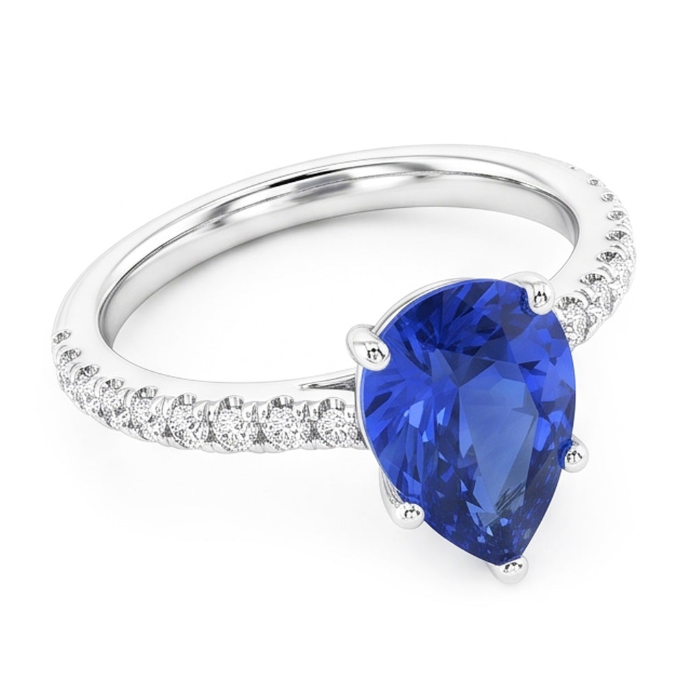 Edelstein-Ehering Blauer Saphir & Pavé-Set Natürlicher Diamant ( nicht im Labor gezüchtet )en 3 Karat
