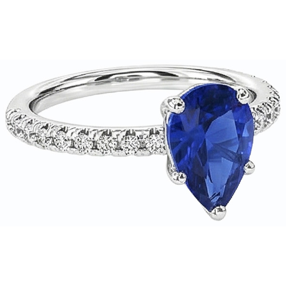 Edelstein-Ehering Blauer Saphir & Pavé-Set Natürlicher Diamant ( nicht im Labor gezüchtet )en 3 Karat