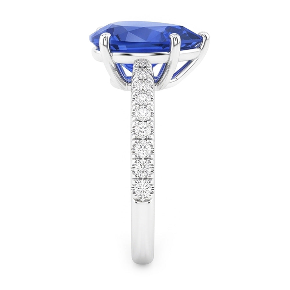 Edelstein-Ehering Blauer Saphir & Pavé-Set Natürlicher Diamant ( nicht im Labor gezüchtet )en 3 Karat