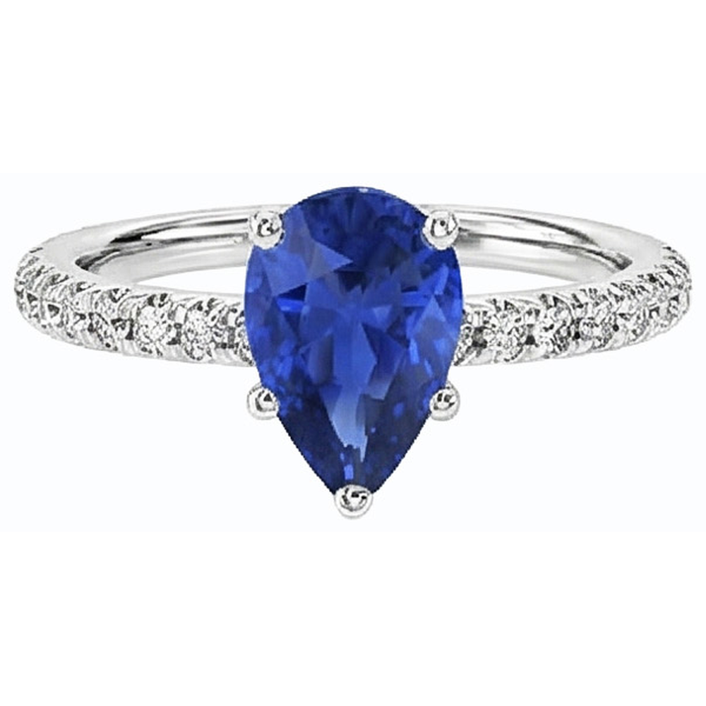 Edelstein-Ehering Blauer Saphir & Pavé-Set Natürlicher Diamant ( nicht im Labor gezüchtet )en 3 Karat