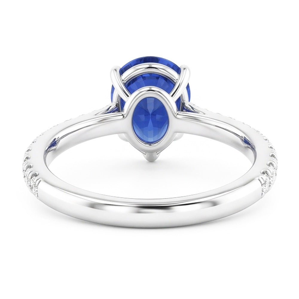 Edelstein-Ehering Blauer Saphir & Pavé-Set Natürlicher Diamant ( nicht im Labor gezüchtet )en 3 Karat