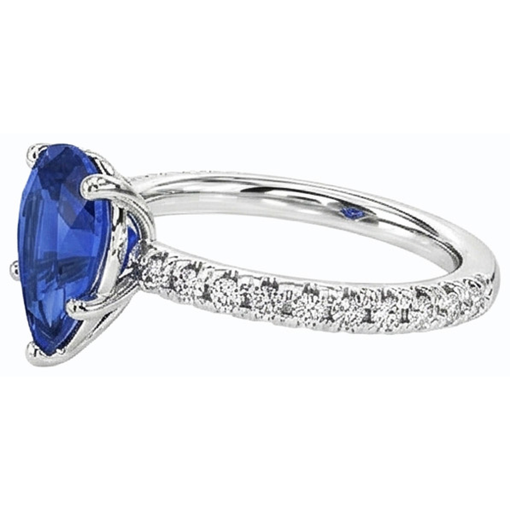 Edelstein-Ehering Blauer Saphir & Pavé-Set Natürlicher Diamant ( nicht im Labor gezüchtet )en 3 Karat