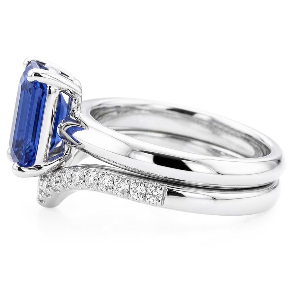 Edelstein Ehering Set Smaragd Saphir 3.50 Karat Damenschmuck