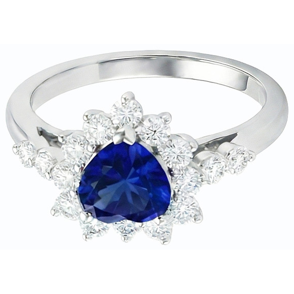 Edelstein Halo Heart Blauer Saphir & Natürlicher Diamant ( nicht im Labor gezüchtet ) Ring Star Style 3 Karat