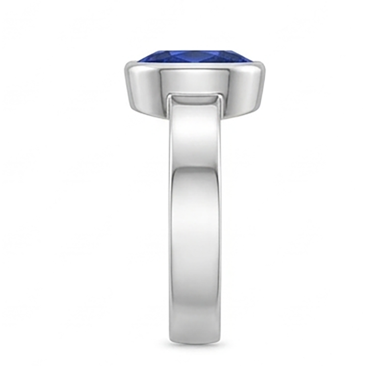 Edelstein Herrenring Solitär Ceylon Saphir Lünette, 2,50 Karat