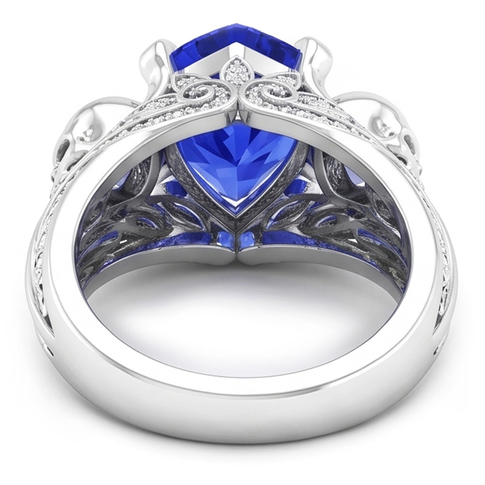 Edelstein Herz Blauer Saphir Ring Antiker Stil Natürlicher Diamant ( nicht im Labor gezüchtet )en 2 Karat