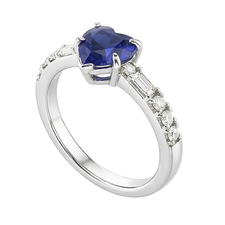 Edelstein Herz Saphir Ring Baguette & Prinzessin Natürlicher Diamant ( nicht im Labor gezüchtet )en 2,50 Karat