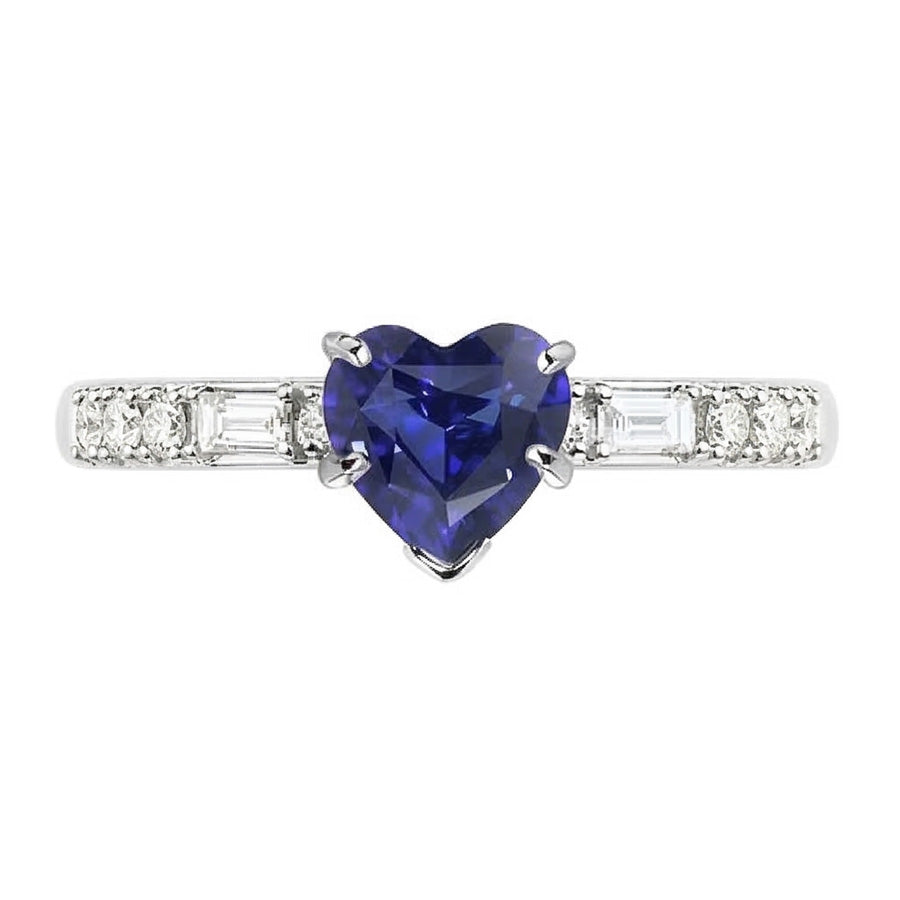 Edelstein Herz Saphir Ring Baguette & Prinzessin Natürlicher Diamant ( nicht im Labor gezüchtet )en 2,50 Karat