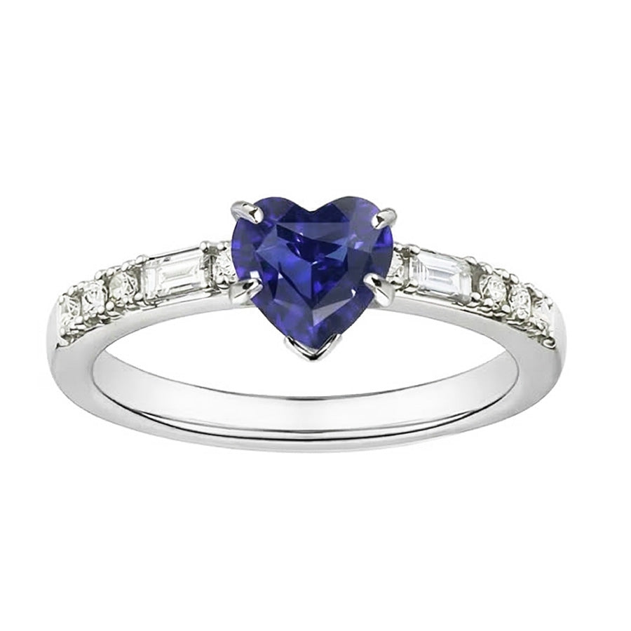 Edelstein Herz Saphir Ring Baguette & Prinzessin Natürlicher Diamant ( nicht im Labor gezüchtet )en 2,50 Karat