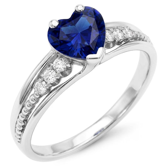 Edelstein Natürlicher Diamant ( nicht im Labor gezüchtet ) Ring Herz Schliff Ceylon Saphir Schmuck