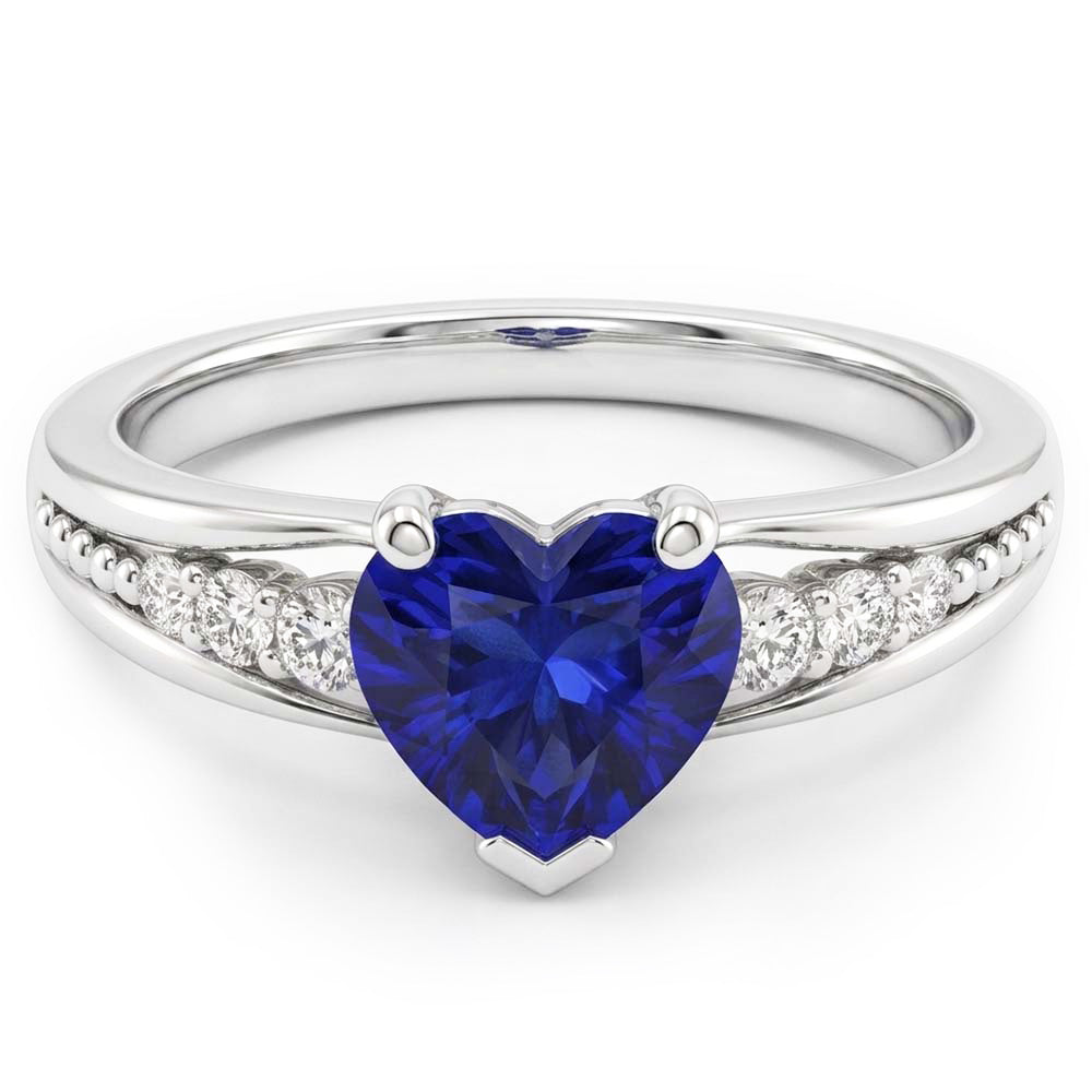 Edelstein Natürlicher Diamant ( nicht im Labor gezüchtet ) Ring Herz Schliff Ceylon Saphir Schmuck