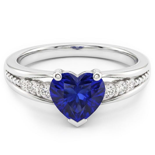 Edelstein Natürlicher Diamant ( nicht im Labor gezüchtet ) Ring Herz Schliff Ceylon Saphir Schmuck