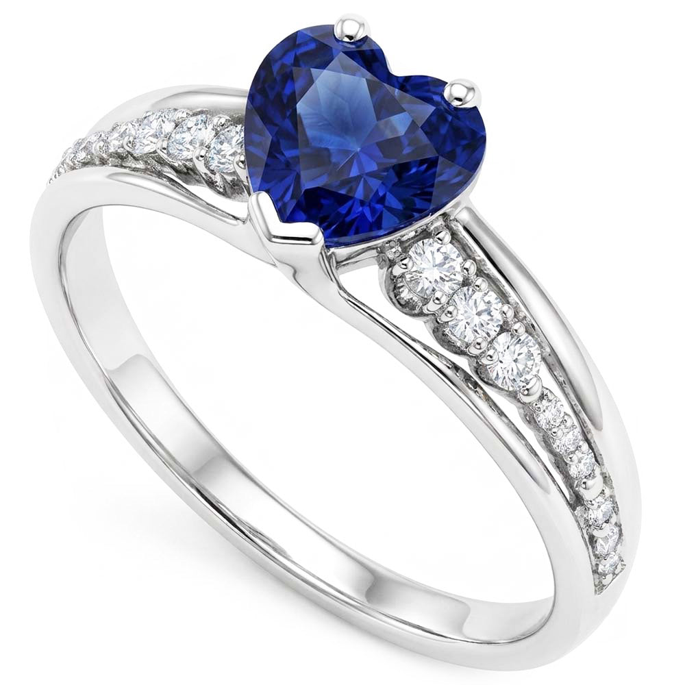Edelstein Natürlicher Diamant ( nicht im Labor gezüchtet ) Ring Herz Schliff Ceylon Saphir Schmuck