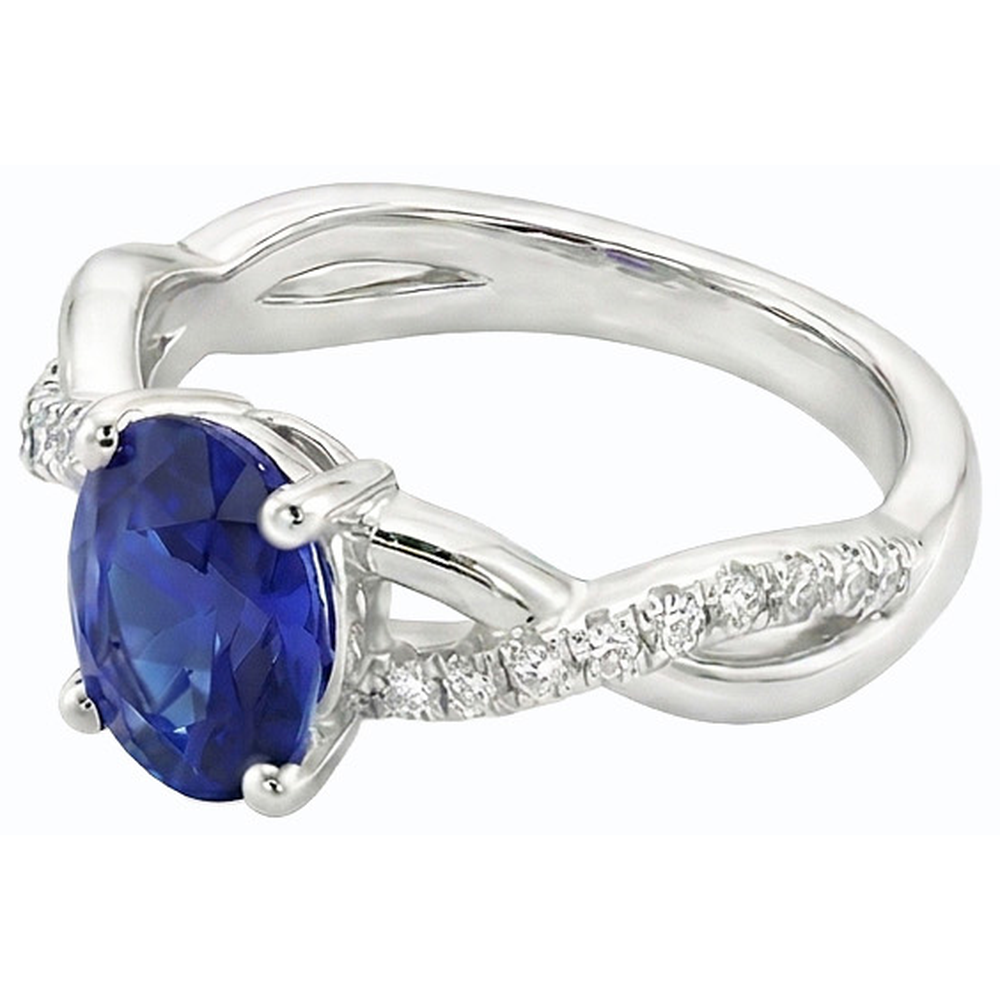 Edelstein Oval Ceylon Saphir Ring 4,50 Karat Natürlicher Diamant ( nicht im Labor gezüchtet )en Schmuck