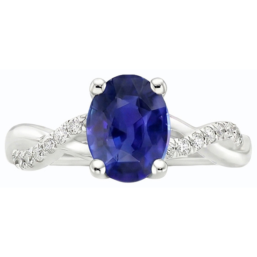 Edelstein Oval Ceylon Saphir Ring 4,50 Karat Natürlicher Diamant ( nicht im Labor gezüchtet )en Schmuck