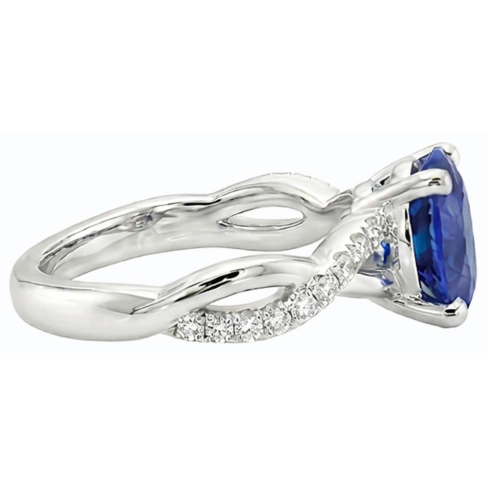Edelstein Oval Ceylon Saphir Ring 4,50 Karat Natürlicher Diamant ( nicht im Labor gezüchtet )en Schmuck