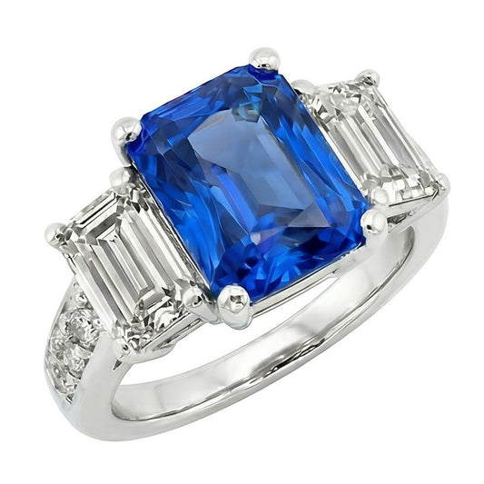 echter radiant diamant 4.50Karat ring Seitenansicht