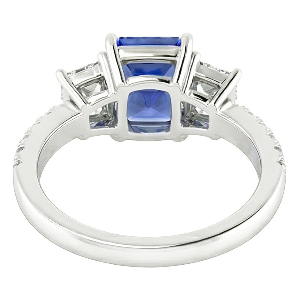 Edelstein Radiant Saphir Ring Smaragd & runde Natürlicher Diamant ( nicht im Labor gezüchtet )en 3 Karat