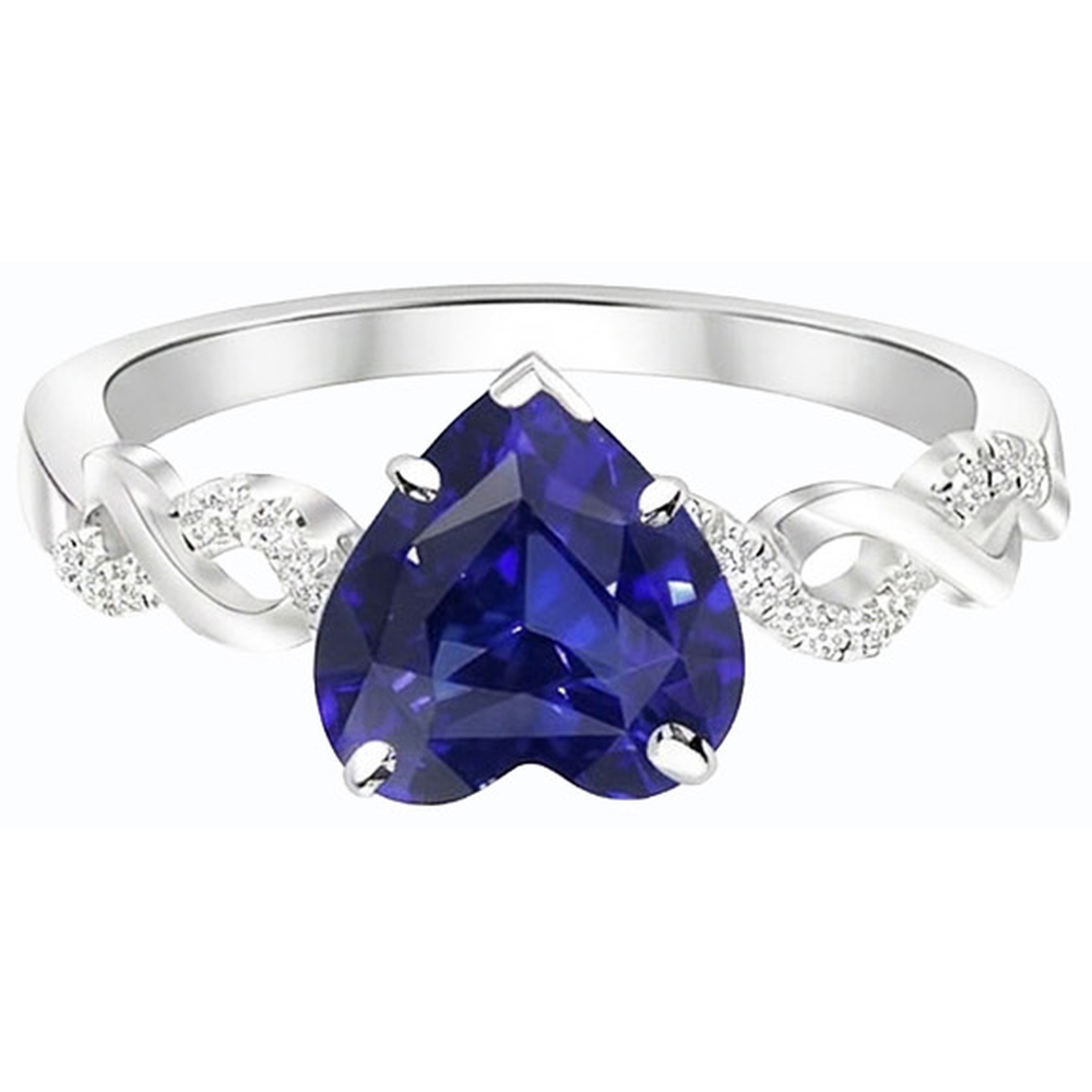 Edelstein Ring Herzschliff Blauer Saphir Infinity Style 4 Karat Natürlicher Diamant ( nicht im Labor gezüchtet )