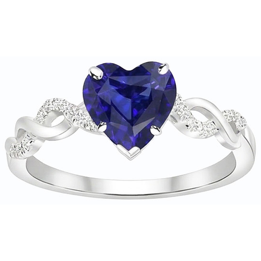 Edelstein Ring Herzschliff Blauer Saphir Infinity Style 4 Karat Natürlicher Diamant ( nicht im Labor gezüchtet )