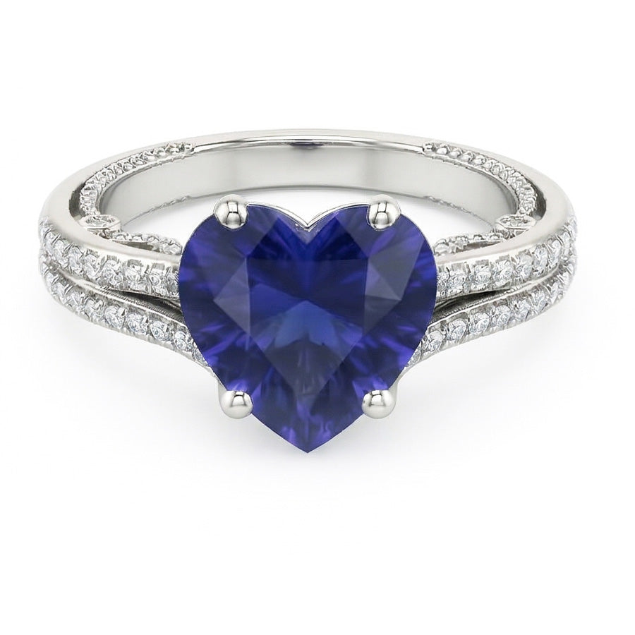 Edelstein Ring Herzschliff Sri Lankan Saphir 4,50 Karat Filigraner Schaft