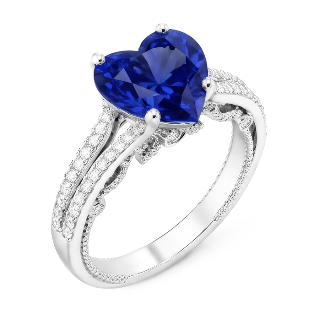 Edelstein Ring Herzschliff Sri Lankan Saphir 4,50 Karat Filigraner Schaft