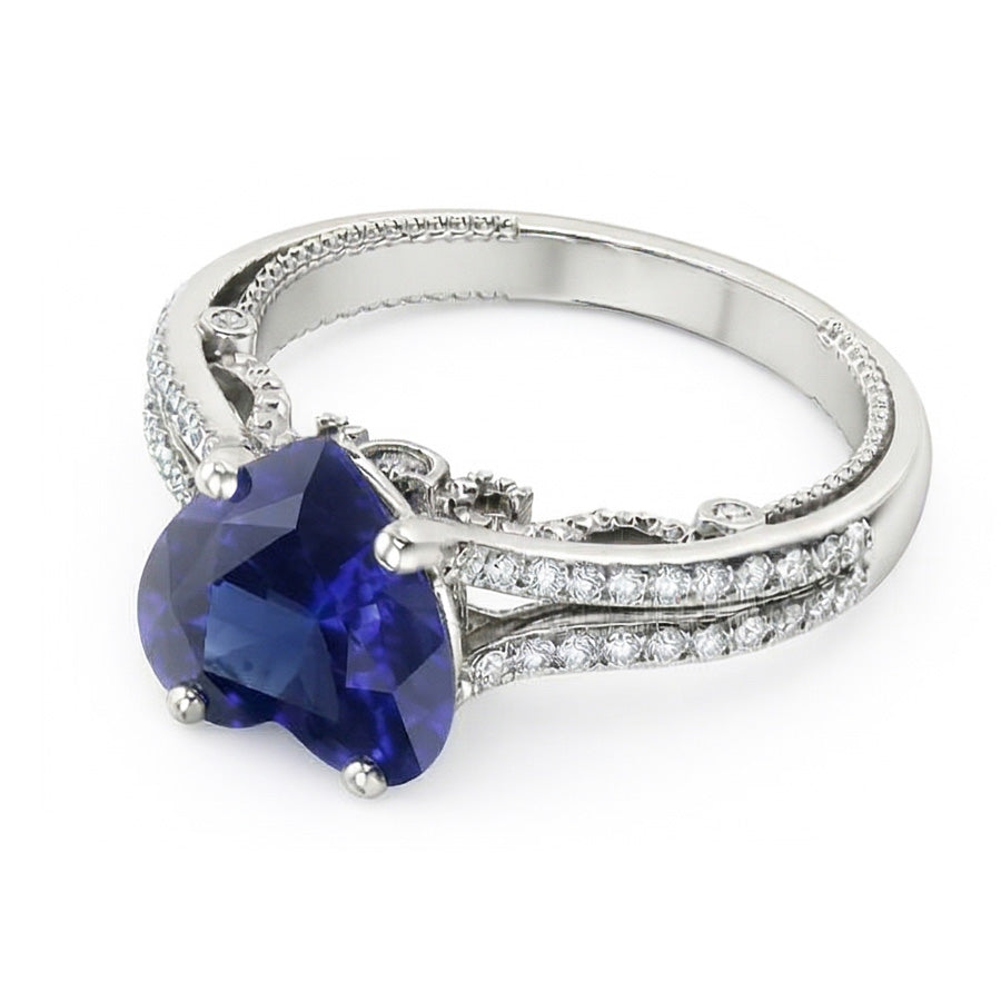 Edelstein Ring Herzschliff Sri Lankan Saphir 4,50 Karat Filigraner Schaft