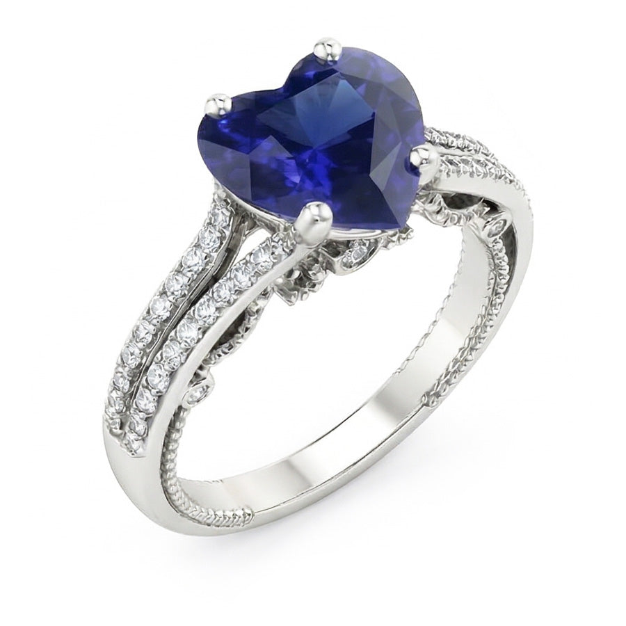 Edelstein Ring Herzschliff Sri Lankan Saphir 4,50 Karat Filigraner Schaft