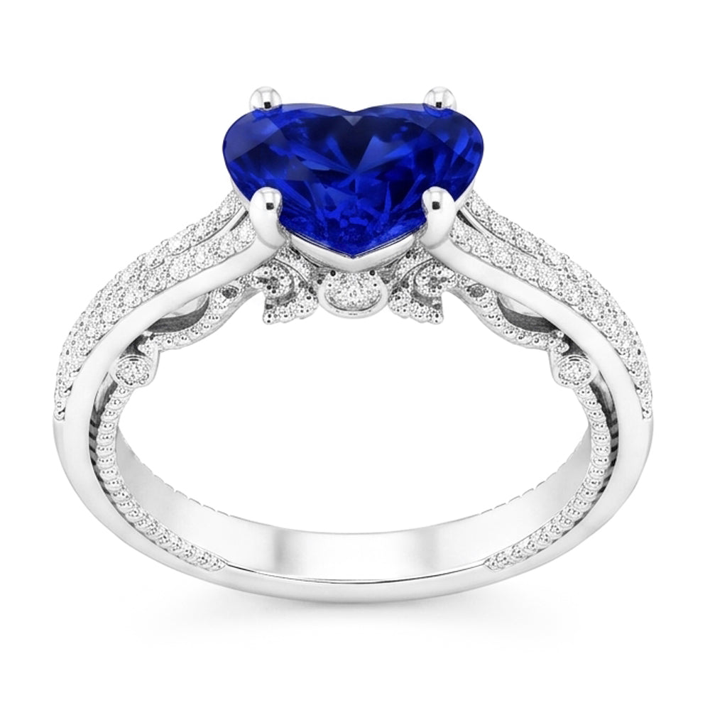 Edelstein Ring Herzschliff Sri Lankan Saphir 4,50 Karat Filigraner Schaft