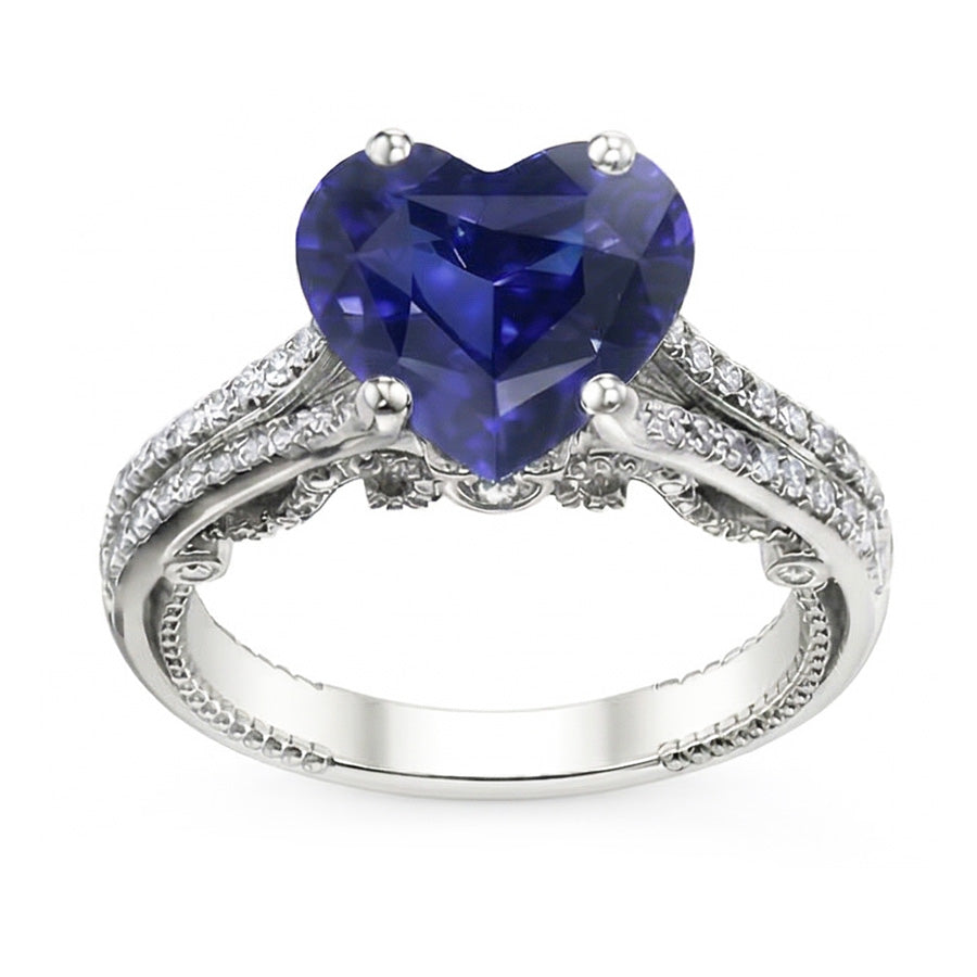 Edelstein Ring Herzschliff Sri Lankan Saphir 4,50 Karat Filigraner Schaft