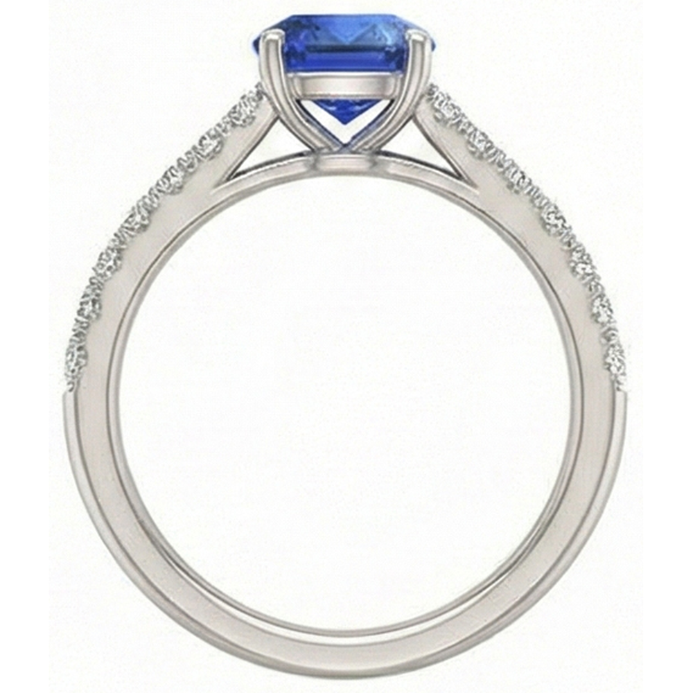 Edelstein Ring Saphir im Kissenschliff 2,50 Karat Fishtail Set Natürlicher Diamant ( nicht im Labor gezüchtet )en