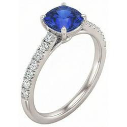 Edelstein Ring Saphir im Kissenschliff 2,50 Karat Fishtail Set Natürlicher Diamant ( nicht im Labor gezüchtet )en