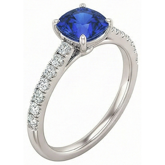 Edelstein Ring Saphir im Kissenschliff 2,50 Karat Fishtail Set Natürlicher Diamant ( nicht im Labor gezüchtet )en