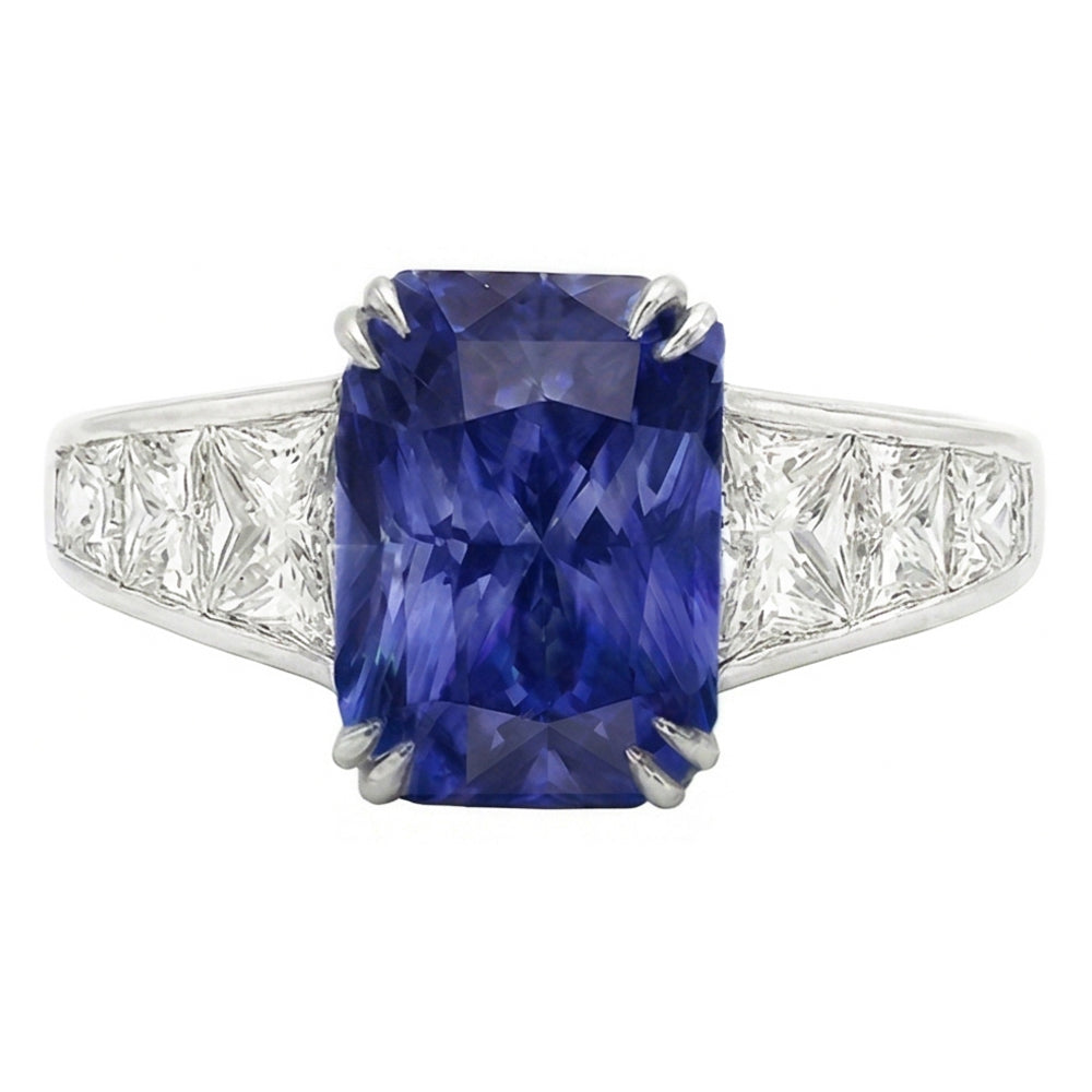 echter radiant diamant 5Karat ring Seitenansicht