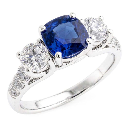Edelstein Ringkissen Saphir Gitterfassung Natürlicher Diamant ( nicht im Labor gezüchtet )en 3,50 Karat