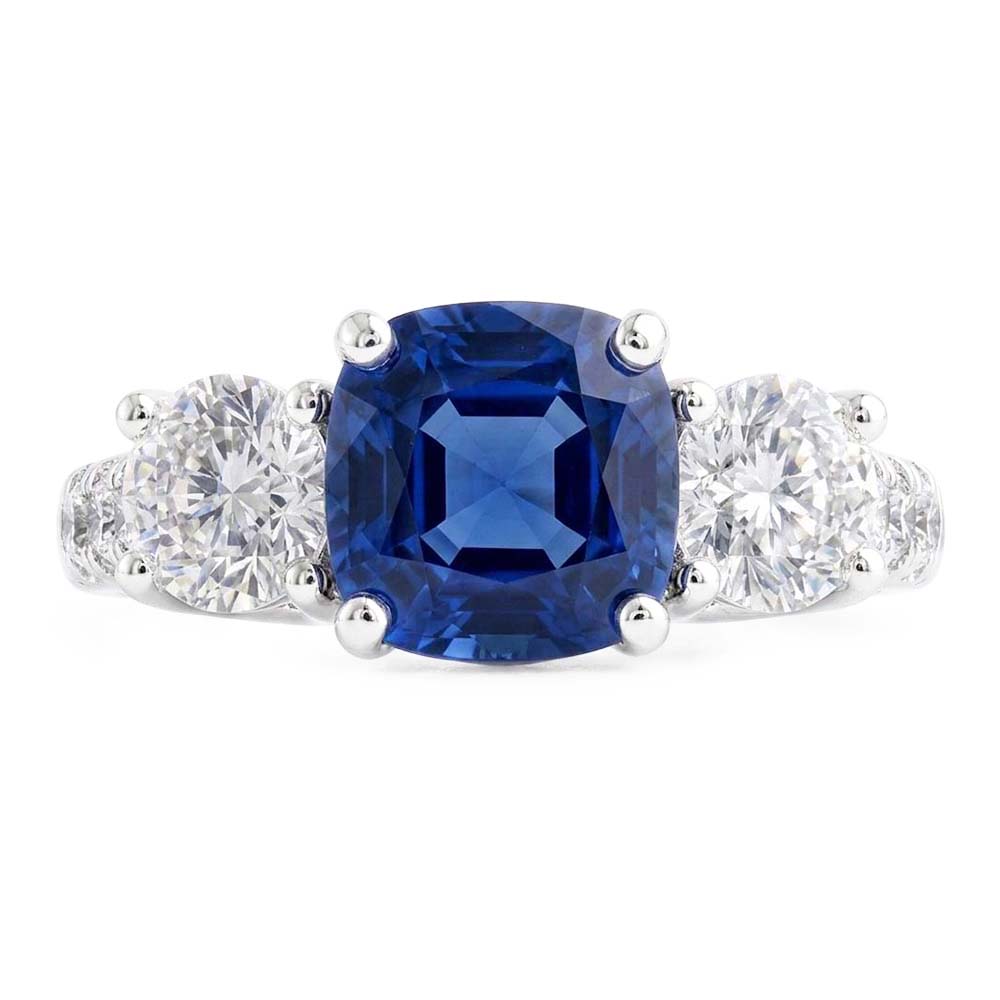 Edelstein Ringkissen Saphir Gitterfassung Natürlicher Diamant ( nicht im Labor gezüchtet )en 3,50 Karat