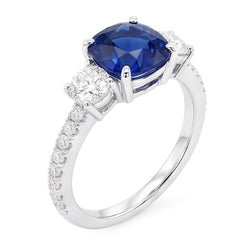 Edelstein Schmuck Kissen Saphir Ring 3,50 Karat 3 Steine Stil