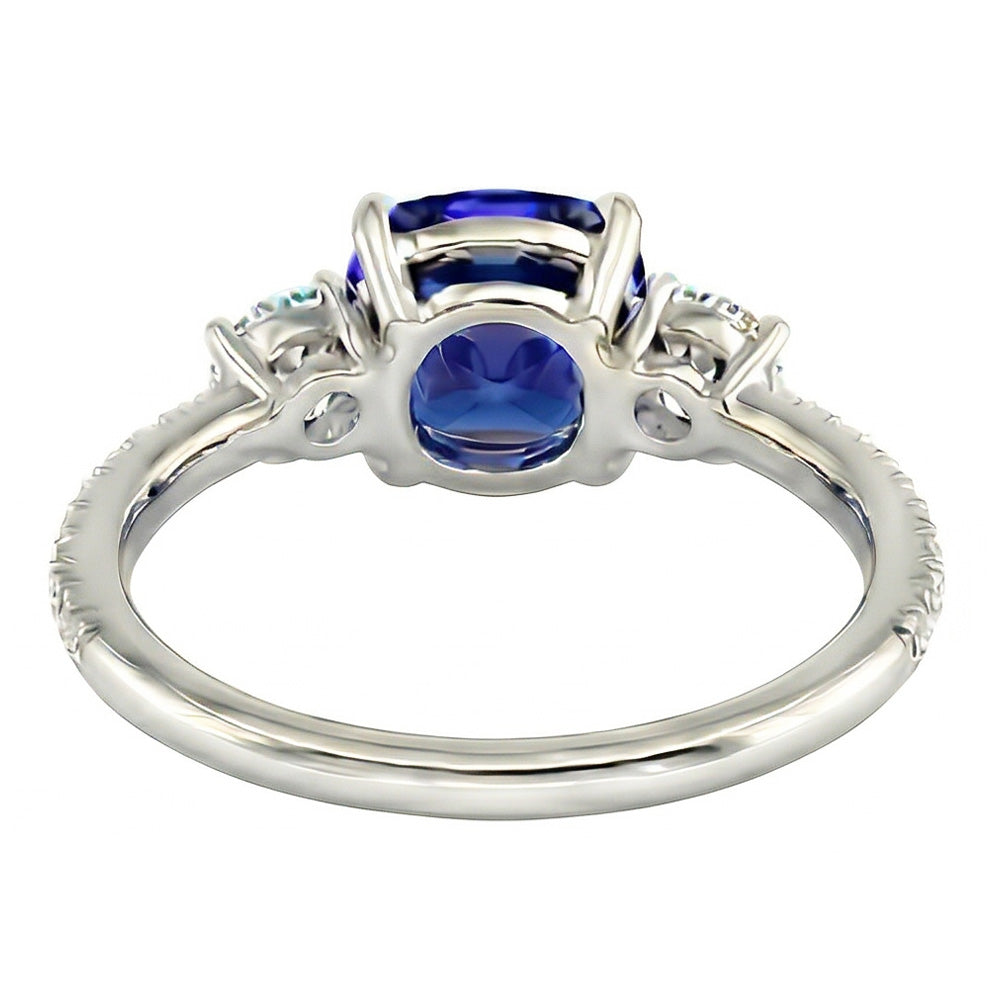 Edelstein Schmuck Kissen Saphir Ring 3,50 Karat 3 Steine Stil