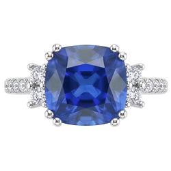 Edelstein Schmuck Kissenschliff Sri Lanka Saphir Ring 4,50 Karat