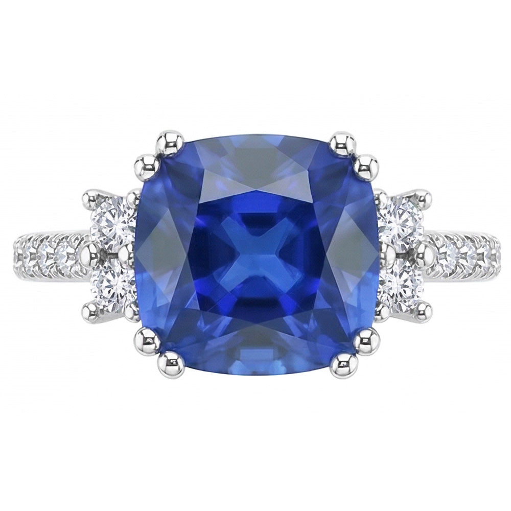Edelstein Schmuck Kissenschliff Sri Lanka Saphir Ring 4,50 Karat