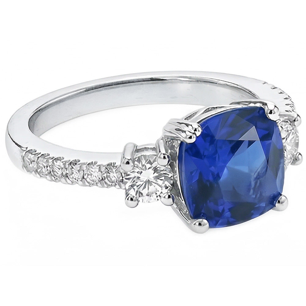 Edelstein Schmuck Kissenschliff Sri Lanka Saphir Ring 4,50 Karat