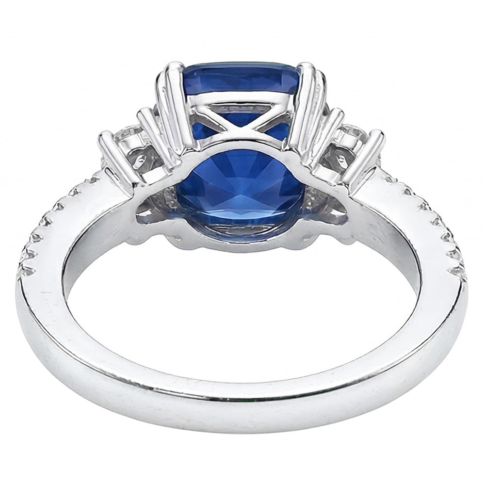 Edelstein Schmuck Kissenschliff Sri Lanka Saphir Ring 4,50 Karat