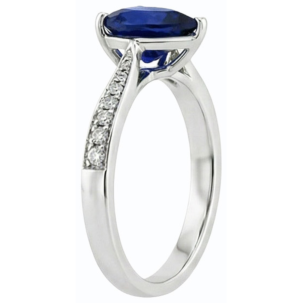 Edelstein Schmuck Ring Birne Tiefblauer Saphir & Natürlicher Diamant ( nicht im Labor gezüchtet )en 2.50 Karat