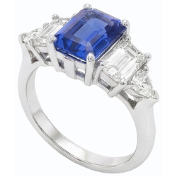 Edelstein Smaragdblauer Saphir Ring 2,50 Karat Natürlicher Diamant ( nicht im Labor gezüchtet ) Goldschmuck