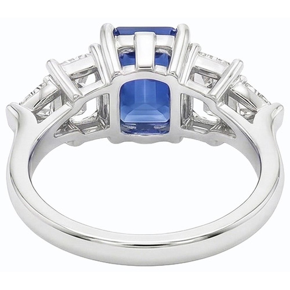 Edelstein Smaragdblauer Saphir Ring 2,50 Karat Natürlicher Diamant ( nicht im Labor gezüchtet ) Goldschmuck